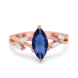 Infinity Twist Marquise Art Deco Engagement Ring Simulated Cubic Zirconia 925 Sterling Silver