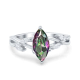 Infinity Twist Marquise Art Deco Engagement Ring Simulated Cubic Zirconia 925 Sterling Silver