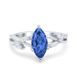 Infinity Twist Marquise Art Deco Engagement Ring Simulated Cubic Zirconia 925 Sterling Silver