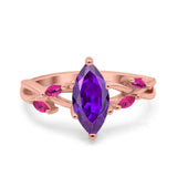 Infinity Twist Marquise Wedding Ring Simulated Cubic Zirconia & Ruby 925 Sterling Silver