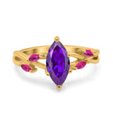 Infinity Twist Marquise Wedding Ring Simulated Cubic Zirconia & Ruby 925 Sterling Silver