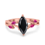 Infinity Twist Marquise Wedding Ring Simulated Cubic Zirconia & Ruby 925 Sterling Silver