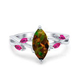 Infinity Twist Marquise Wedding Ring Simulated Cubic Zirconia & Ruby 925 Sterling Silver