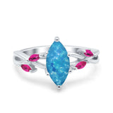 Infinity Twist Marquise Wedding Ring Simulated Cubic Zirconia & Ruby 925 Sterling Silver