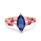 Infinity Twist Marquise Wedding Ring Simulated Cubic Zirconia & Ruby 925 Sterling Silver