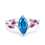 Infinity Twist Marquise Wedding Ring Simulated Cubic Zirconia & Ruby 925 Sterling Silver