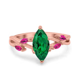 Infinity Twist Marquise Wedding Ring Simulated Cubic Zirconia & Ruby 925 Sterling Silver