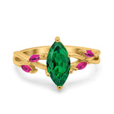 Infinity Twist Marquise Wedding Ring Simulated Cubic Zirconia & Ruby 925 Sterling Silver