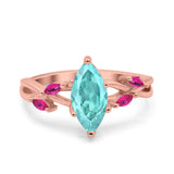 Infinity Twist Marquise Wedding Ring Simulated Cubic Zirconia & Ruby 925 Sterling Silver