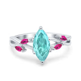 Infinity Twist Marquise Wedding Ring Simulated Cubic Zirconia & Ruby 925 Sterling Silver