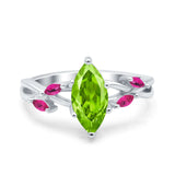 Infinity Twist Marquise Wedding Ring Simulated Cubic Zirconia & Ruby 925 Sterling Silver