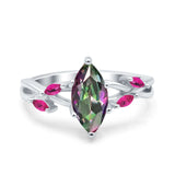 Infinity Twist Marquise Wedding Ring Simulated Cubic Zirconia & Ruby 925 Sterling Silver