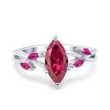 Infinity Twist Marquise Wedding Ring Simulated Cubic Zirconia & Ruby 925 Sterling Silver
