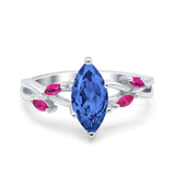 Infinity Twist Marquise Wedding Ring Simulated Cubic Zirconia & Ruby 925 Sterling Silver