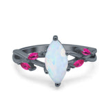 Infinity Twist Marquise Wedding Ring Simulated Cubic Zirconia & Ruby 925 Sterling Silver