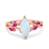 Infinity Twist Marquise Wedding Ring Simulated Cubic Zirconia & Ruby 925 Sterling Silver