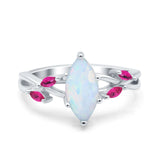 Infinity Twist Marquise Wedding Ring Simulated Cubic Zirconia & Ruby 925 Sterling Silver