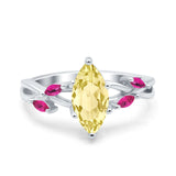 Infinity Twist Marquise Wedding Ring Simulated Cubic Zirconia & Ruby 925 Sterling Silver