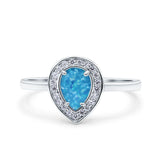 Teardrop Pear Art Deco Wedding Bridal Engagement Ring Round Simulated Cubic Zirconia 925 Sterling Silver