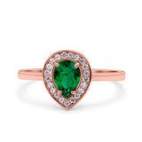 Teardrop Pear Art Deco Wedding Bridal Engagement Ring Round Simulated Cubic Zirconia 925 Sterling Silver
