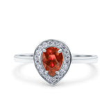 Teardrop Pear Art Deco Wedding Bridal Engagement Ring Round Simulated Cubic Zirconia 925 Sterling Silver