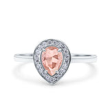 Teardrop Pear Art Deco Wedding Bridal Engagement Ring Round Simulated Cubic Zirconia 925 Sterling Silver