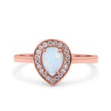 Teardrop Pear Art Deco Wedding Bridal Engagement Ring Round Simulated Cubic Zirconia 925 Sterling Silver