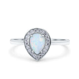 Teardrop Pear Art Deco Wedding Bridal Engagement Ring Round Simulated Cubic Zirconia 925 Sterling Silver