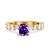 Art Deco Wedding Bridal Ring Round Simulated Cubic Zirconia 925 Sterling Silver