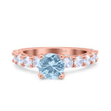 Art Deco Wedding Bridal Ring Round Simulated Cubic Zirconia 925 Sterling Silver