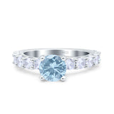 Art Deco Wedding Bridal Ring Round Simulated Cubic Zirconia 925 Sterling Silver