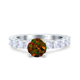 Art Deco Wedding Bridal Ring Round Simulated Cubic Zirconia 925 Sterling Silver