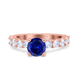 Art Deco Wedding Bridal Ring Round Simulated Cubic Zirconia 925 Sterling Silver