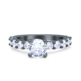 Art Deco Wedding Bridal Ring Round Simulated Cubic Zirconia 925 Sterling Silver