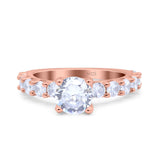 Art Deco Wedding Bridal Ring Round Simulated Cubic Zirconia 925 Sterling Silver