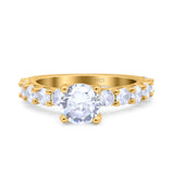 Art Deco Wedding Bridal Ring Round Simulated Cubic Zirconia 925 Sterling Silver