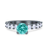Art Deco Wedding Bridal Ring Round Simulated Cubic Zirconia 925 Sterling Silver