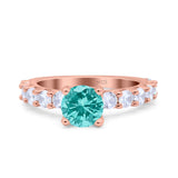 Art Deco Wedding Bridal Ring Round Simulated Cubic Zirconia 925 Sterling Silver