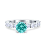 Art Deco Wedding Bridal Ring Round Simulated Cubic Zirconia 925 Sterling Silver