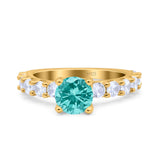 Art Deco Wedding Bridal Ring Round Simulated Cubic Zirconia 925 Sterling Silver