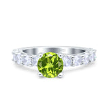 Art Deco Wedding Bridal Ring Round Simulated Cubic Zirconia 925 Sterling Silver