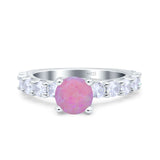 Art Deco Wedding Bridal Ring Round Simulated Cubic Zirconia 925 Sterling Silver