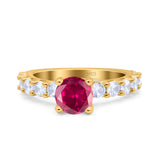 Art Deco Wedding Bridal Ring Round Simulated Cubic Zirconia 925 Sterling Silver