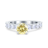 Art Deco Wedding Bridal Ring Round Simulated Cubic Zirconia 925 Sterling Silver