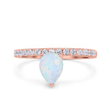 Teardrop Art Deco Pear Wedding Bridal Ring Round Simulated Cubic Zirconia 925 Sterling Silver