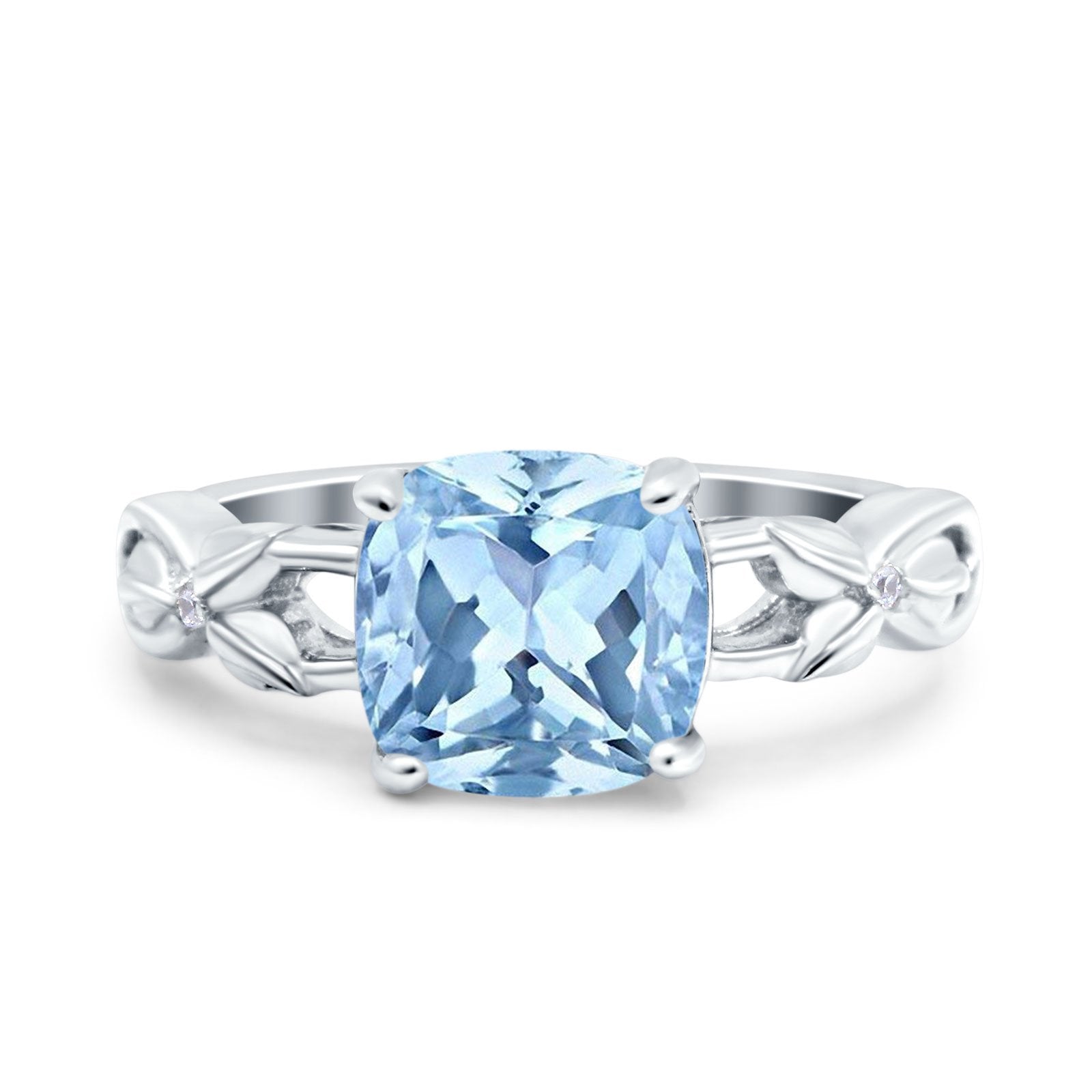 Art Deco Cushion Cut Wedding Engagement Bridal Ring Simulated Cubic Zirconia 925 Sterling Silver