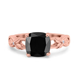 Art Deco Cushion Cut Wedding Engagement Bridal Ring Simulated Cubic Zirconia 925 Sterling Silver