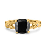 Art Deco Cushion Cut Wedding Engagement Bridal Ring Simulated Cubic Zirconia 925 Sterling Silver