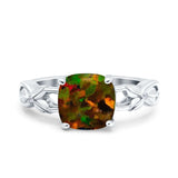 Art Deco Cushion Cut Wedding Engagement Bridal Ring Simulated Cubic Zirconia 925 Sterling Silver