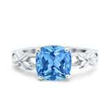 Art Deco Cushion Cut Wedding Engagement Bridal Ring Simulated Cubic Zirconia 925 Sterling Silver